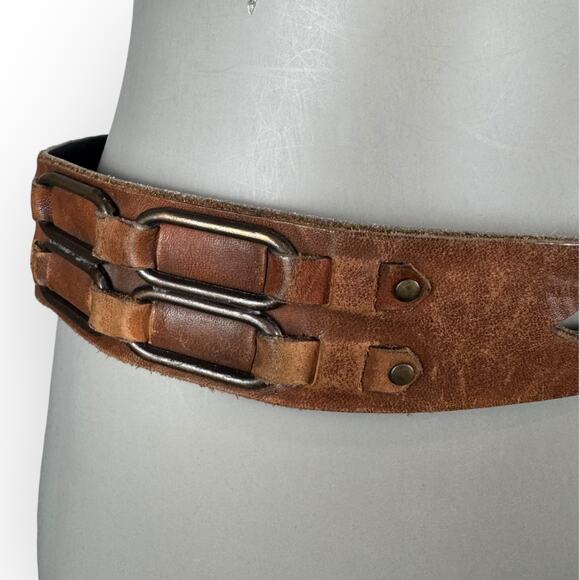 Vintage Brown Wide Leather Belt - Picture 3 of 7